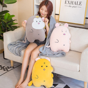 可爱猪猪老鼠小猴子毛绒玩具公仔十二生肖抱枕被子两用靠枕空调被