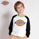 t恤儿童纯棉洋气拼接插肩打底衫 Dickies童装 2025年新款 男女童长袖