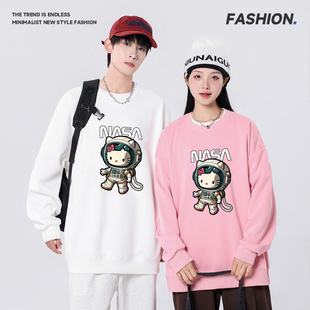 2025新款 休闲百搭宽松上衣 卫衣男女同款 潮流圆领印花长袖