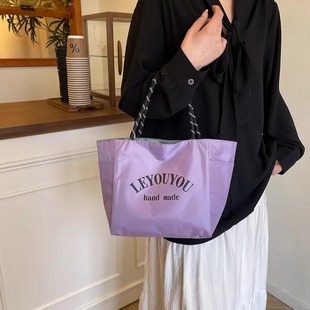 多巴胺纯色防水布手提袋饭盒包上班通勤便携手提包外出百搭妈咪包