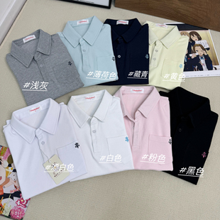 猫看花jk原创学院风夏季 百搭收腰棉质日系校供感 polo衫 短袖