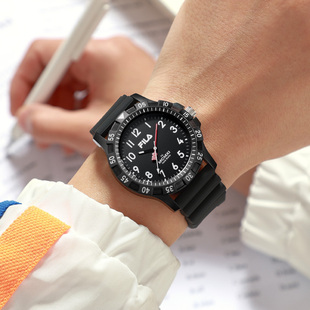 FILA斐乐男女款 初高中学生静音只看时间考试专用石英指针手表6673