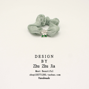 法式 花朵猪小肠发圈ins韩系网红真丝女简约复古肥肠头绳可爱日系