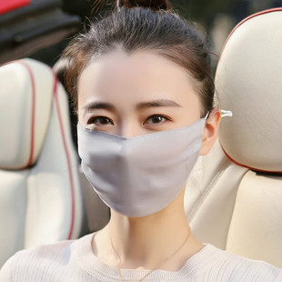 春夏秋季 100%真丝口罩桑蚕丝防晒面罩薄款 透气女防尘防过敏可清洗
