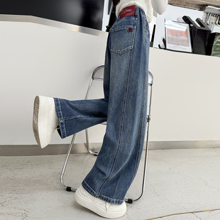 春秋款 2025新款 女童裤 中大童阔腿牛仔裤 秋装 子春装 女孩初中生长裤