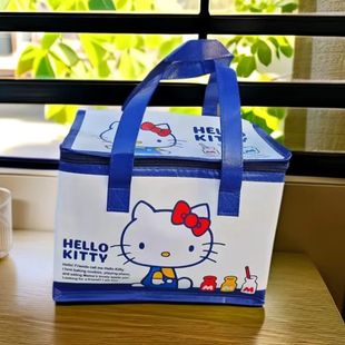 日系Hello Kitty手提保温包外贸宽底便当袋立体饭盒袋户外野餐包