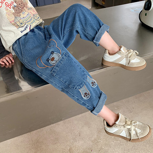 春秋款 潮 子2025新款 女童秋装 洋气儿童牛仔裤 外穿长裤 裤 女宝宝秋季