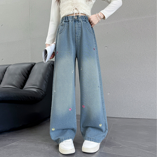 春秋款 儿童裤 休闲长裤 2025新款 秋季 子秋装 女童牛仔裤 女大童阔腿裤
