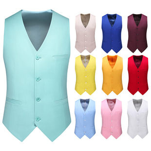 大码 浅绿色马甲男士 时尚 西服外套打底上衣无袖 修身 免烫潮流褂子