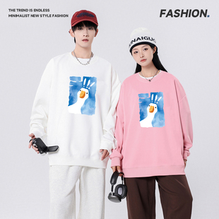 2025基础款 卡通印花卫衣男女春秋圆领宽松套头休闲百搭打底上衣