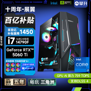 14790F 机组装 14600KF 机 电脑主机DIY装 攀升电竞i5 百亿补贴 RTX5060游戏整机RTX5060Ti三角洲台式 台式
