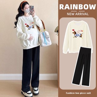 宽松长袖 衣服女冬装 上衣秋冬2025新款 卫衣套装 两件套潮 大码 孕妇装