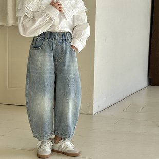 春秋款 秋款 大童秋季 直筒裤 子2025新款 休闲九分裤 儿童牛仔裤 女童裤