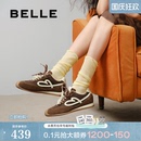 子加绒高帮休闲板鞋 董璇同款 百丽女鞋 复古流心糖歪头德训阿甘鞋 预