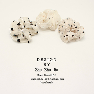 法式 欧根纱猪大肠发圈ins韩系网红真丝简约波点肥肠头绳可爱日系