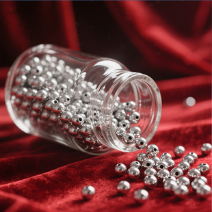 饰品 宁丰 999足银珠子按克纯银小银珠编绳圆珠串珠散珠光珠