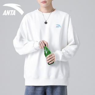安踏卫衣男2025秋冬新款 T恤青少年休闲宽松运动服 长袖 圆领套头衫