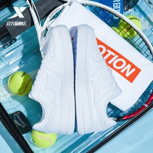 子男鞋 夏季 特步小白鞋 休闲鞋 板鞋 透气女鞋 空军一号厚底百搭运动鞋