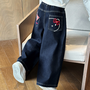 儿童洋气时髦直筒牛仔裤 春秋款 子2025新款 女孩阔腿裤 潮 秋装 女童裤