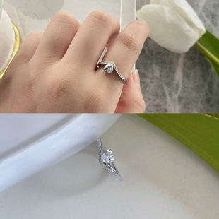 古丽古丽925银莫桑石戒指女款 小众设计感高级指环00286 个性 时尚