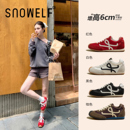 女款 休闲鞋 红色鞋 子厚底板鞋 秋季 轻便运动鞋 内增高德训鞋 2025新款