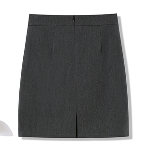 短裙正装 职业包臀裙女口袋开叉直筒西装 半身裙灰色工作裙加厚秋冬