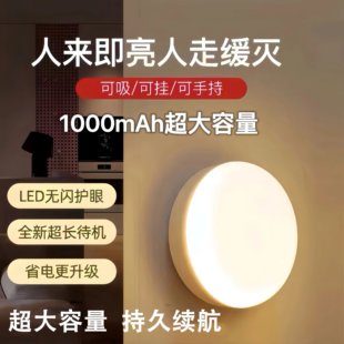 全新升级大容量智能人体感应LED灯USB太阳能充电磁吸小夜灯感应灯