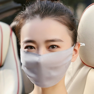 春夏季 100%真丝口罩桑蚕丝防晒面罩薄款 透气紫外线女士防尘敏感肌