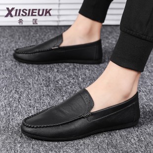 英伦运动休闲豆豆皮鞋 男士 新款 百搭一脚蹬懒人潮鞋 男鞋 2025春夏季