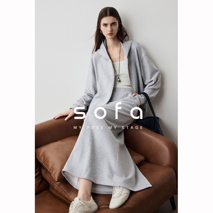 轻奢运动风卫衣套装 百搭半截裙女 sofa极简连帽卫衣外套 两件套