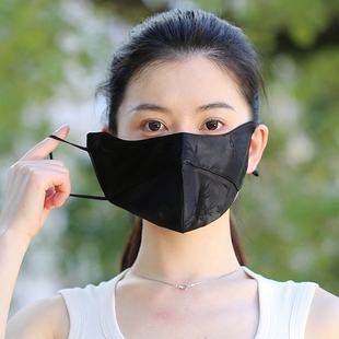 香云纱真丝口罩桑蚕丝防晒面罩防紫外线开车遮阳透气护眼角女颜值