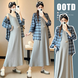 2025秋季 针织连衣裙孕妇两件套 子开衫 休闲减龄韩系街头风格