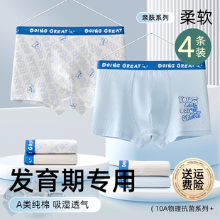 儿童内裤 平角 a类四角短裤 纯棉男童中大童男孩青少年全棉2025新款