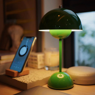 品氏丹麦花苞台灯北欧卧室床头灯高级感无线充电装 饰氛围灯蘑菇灯