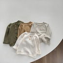 婴儿春秋装 T恤女宝宝洋气百搭上衣服 男童纯色休闲坑条长袖 打底衫