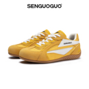 2025秋季 姜黄色薄底德训鞋 森果果 男女同款 内增高板鞋 赛车鞋 新款